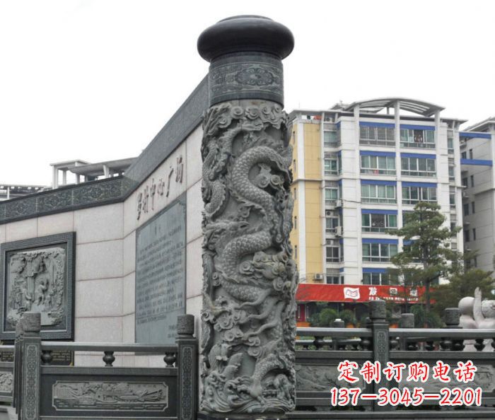 保定传承中国古典文化的雕刻龙柱雕塑