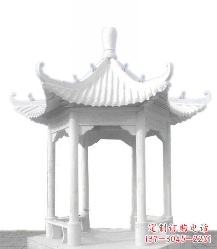 保定公园景观汉白玉石雕凉亭 (2)