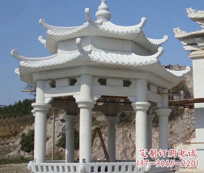保定公园景观汉白玉石雕凉亭