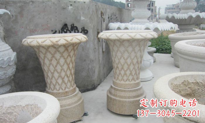 保定公园景观花篮式花盆石雕