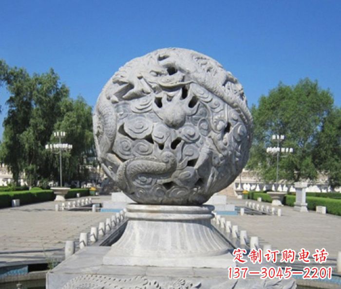 保定公园景观龙浮雕球喷泉石雕