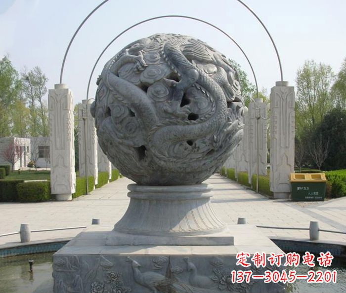 保定公园景观镂空龙浮雕喷泉石雕