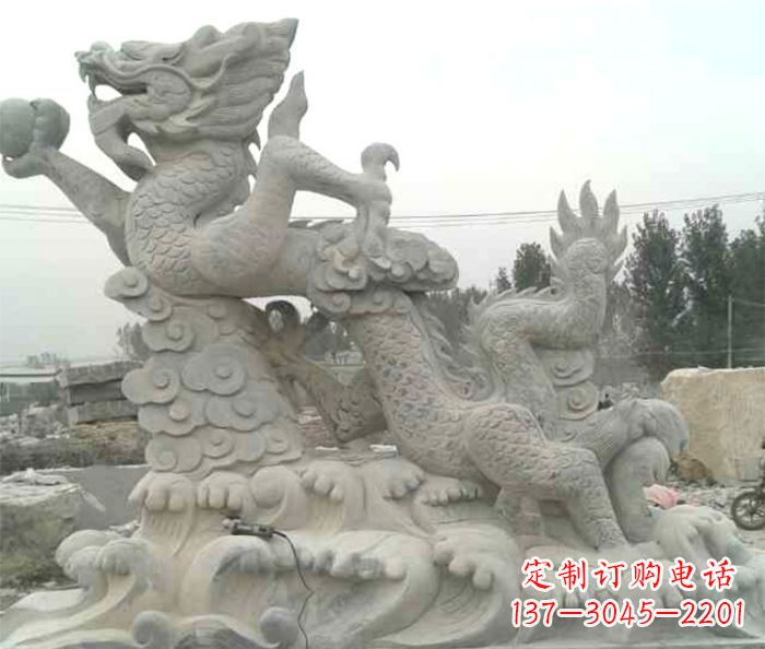 保定精美青龙出水石雕