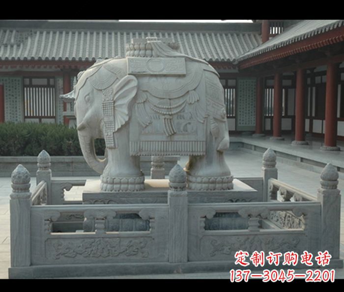 保定公园景观驮宝大象石雕