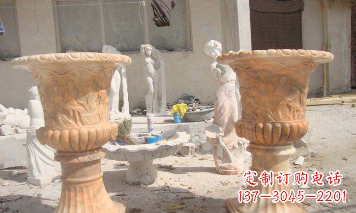 保定红花盆石雕艺术雕塑