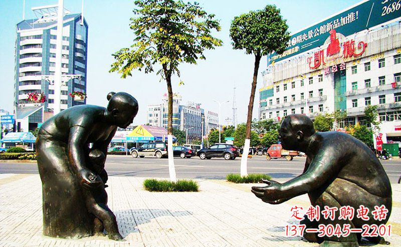 保定铜质小孩学走路雕塑