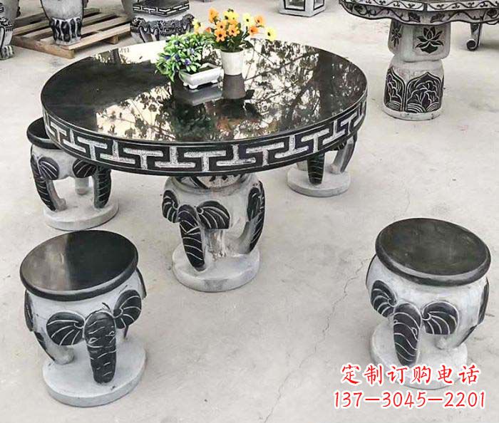 保定公园景观圆形石桌凳