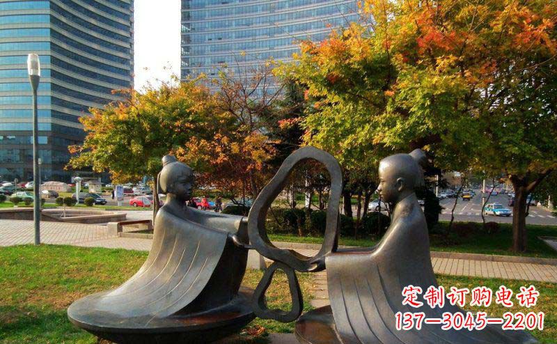 保定公园孔融让梨景观铜雕 (2)