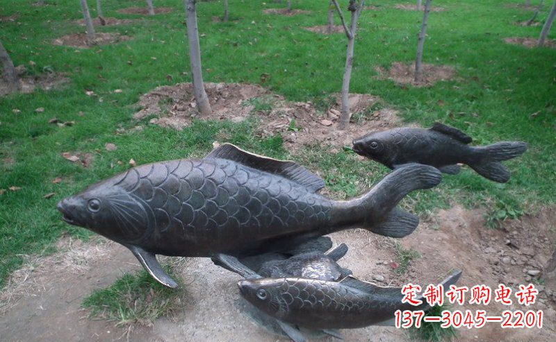 保定艺术记忆——公园装饰铜雕鲤鱼