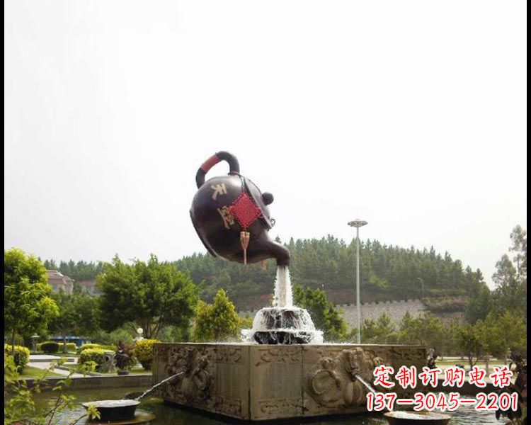 保定公园流水茶壶铜雕