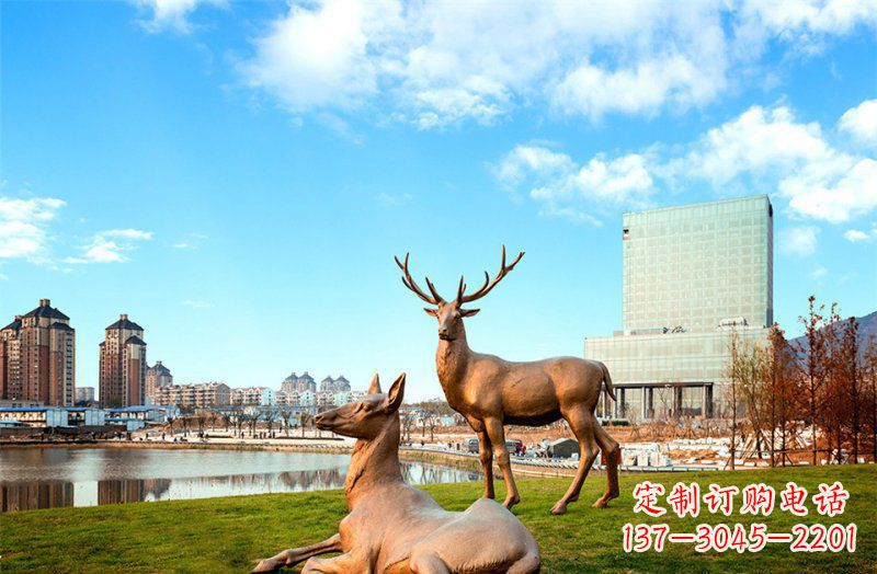 保定公园羚羊动物铜雕 (2)