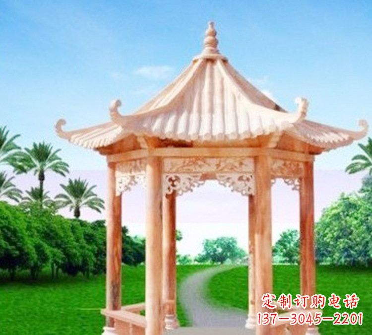 保定艺术精美的六角凉亭石雕
