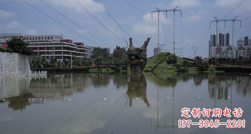 保定公园龙头景观铜雕