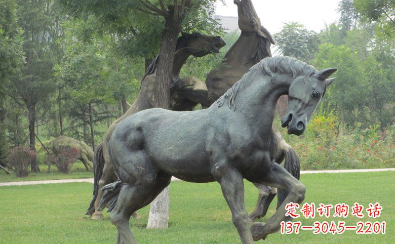 保定公园马动物景观铜雕 (2)