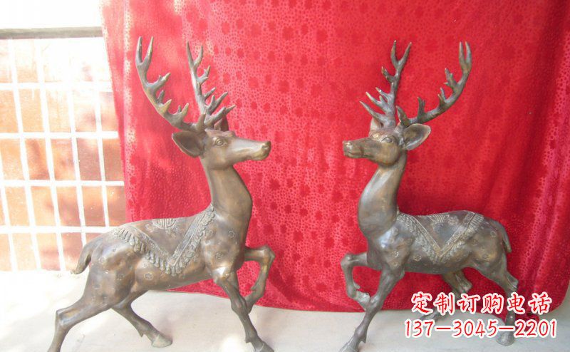保定公园梅花鹿动物铜雕 (6)