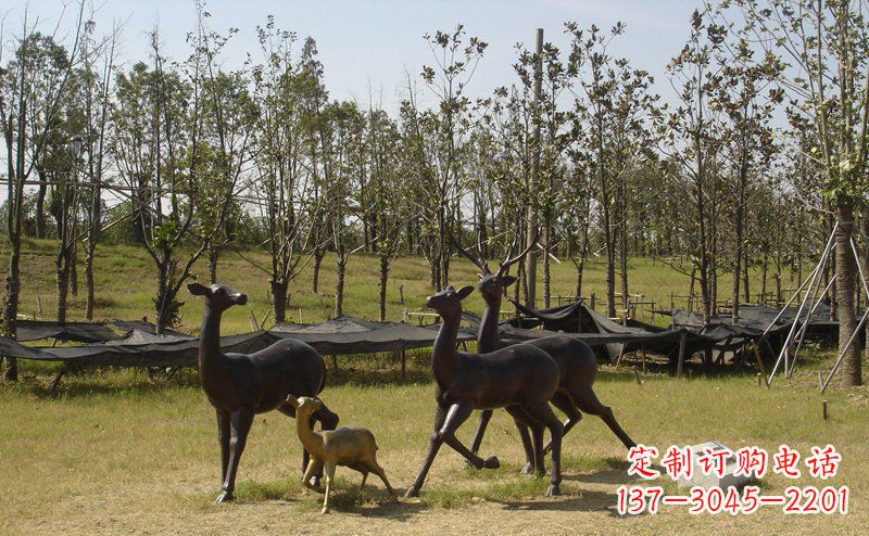 保定公园梅花鹿动物铜雕 (4)