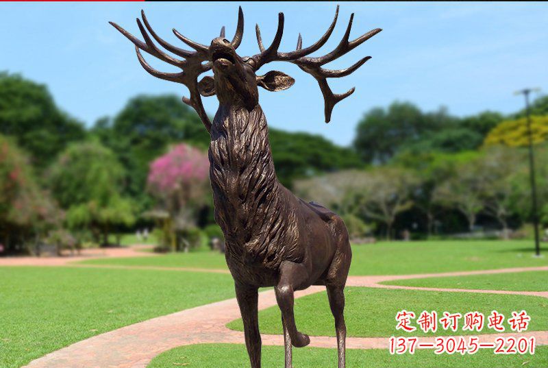 保定公园梅花鹿铜雕