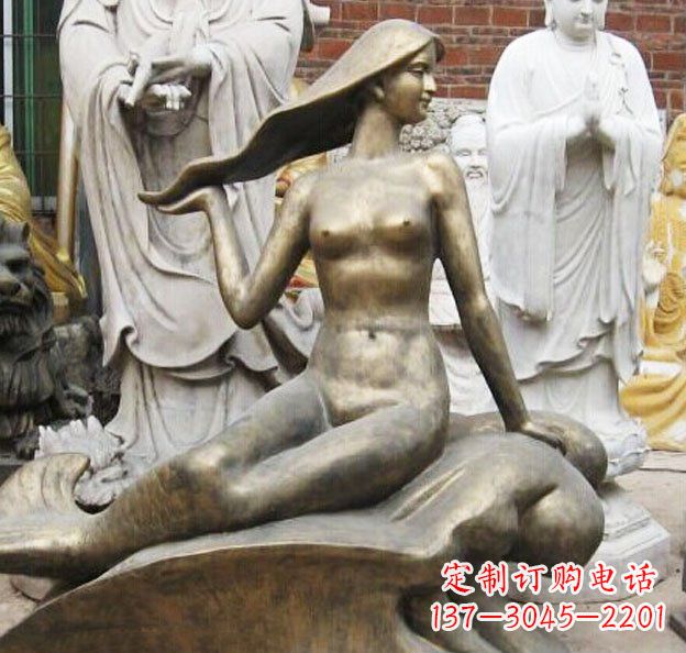 保定精美铜质美人鱼雕塑
