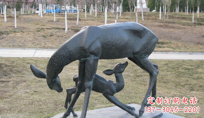 保定高档铜雕动物母子鹿