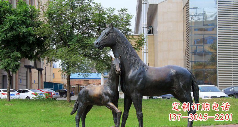 保定公园母子马动物铜雕