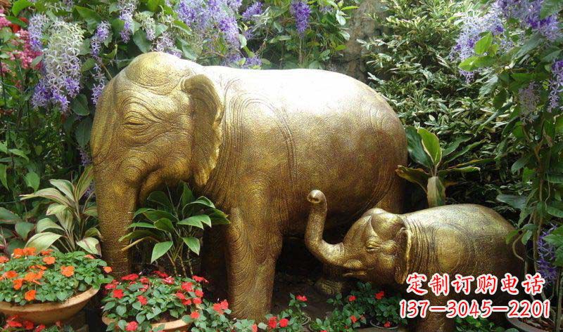 保定铜雕母子象艺术雕塑