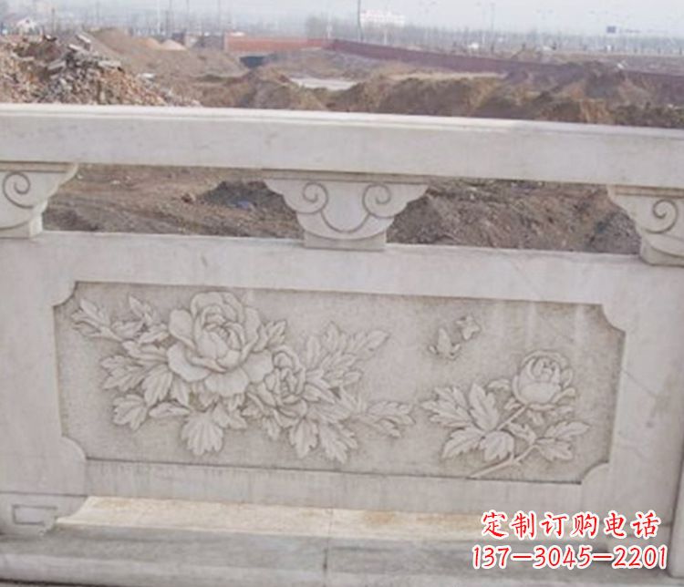 保定牡丹花浮雕石栏板景观雕塑