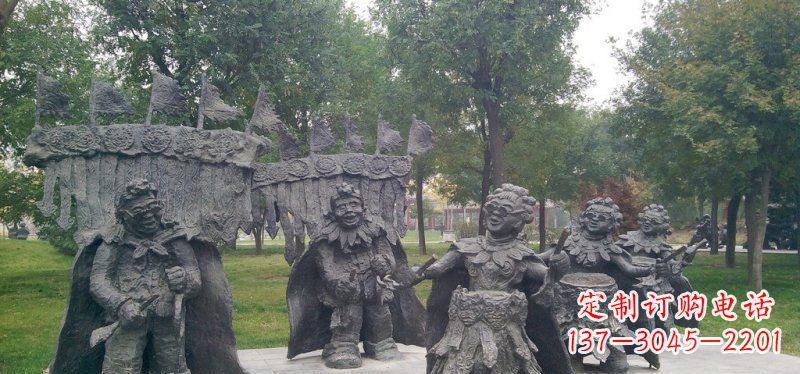 保定领雕塑扭秧歌老人铜雕