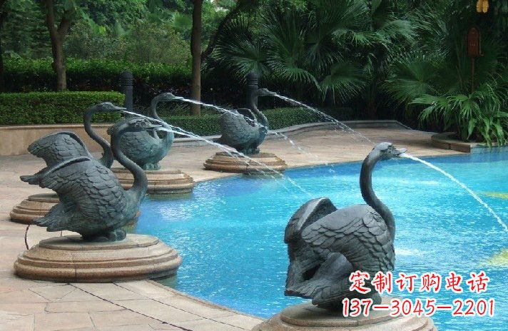 保定精美雕刻的天鹅喷泉雕塑