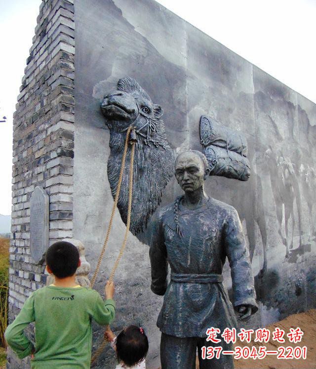 保定清朝人物骆驼雕塑