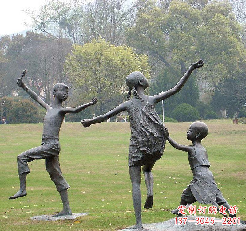 保定公园人物放风筝的儿童铜雕