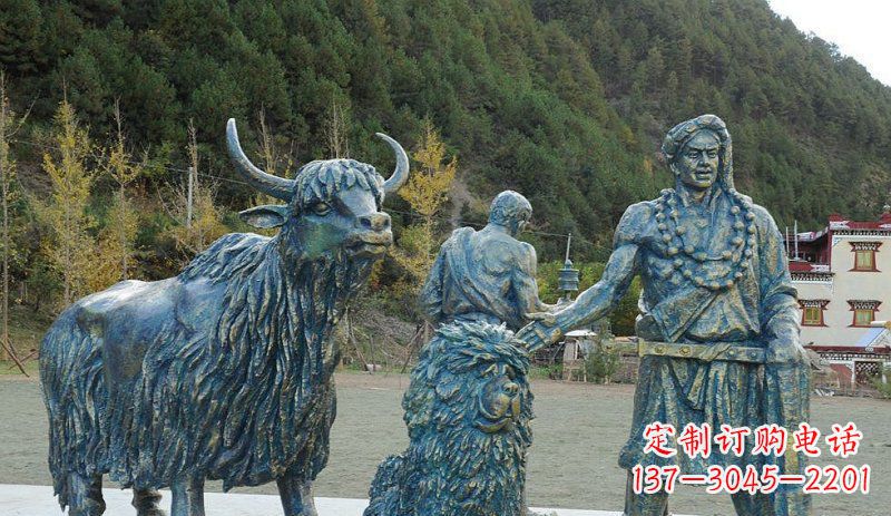 保定中领雕塑定制牦牛景观铜雕