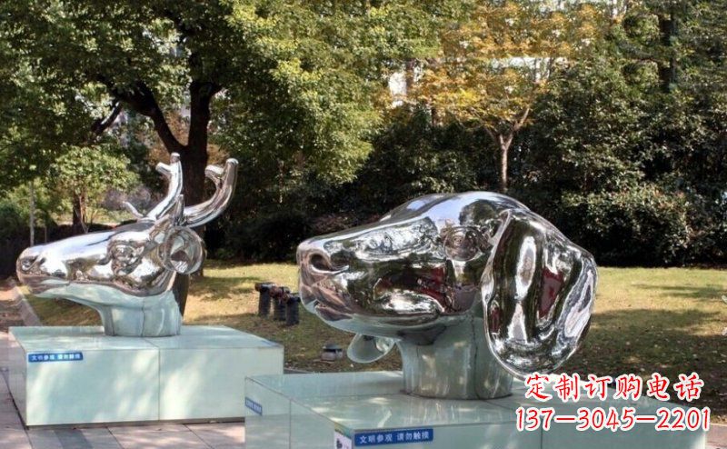 保定不锈钢十二生肖头像雕塑