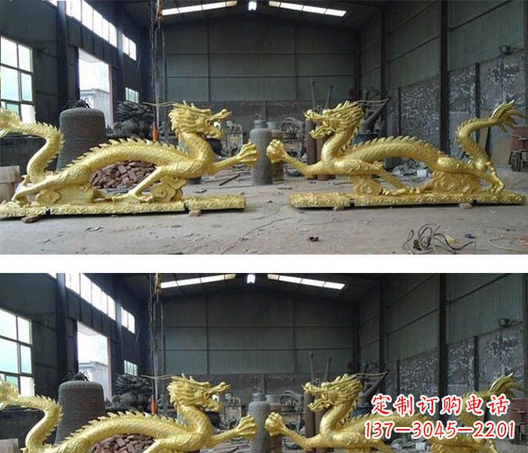 保定古典传统双龙戏珠铜雕塑