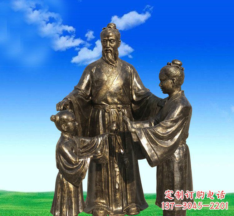 保定铜雕艺术精美人物雕塑——孔融让梨