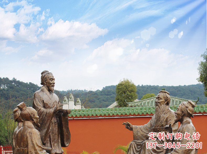 保定公园铜雕孔子讲座人物雕塑