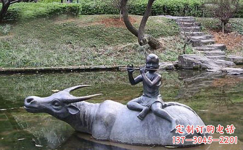 保定草原上的牧童铜雕