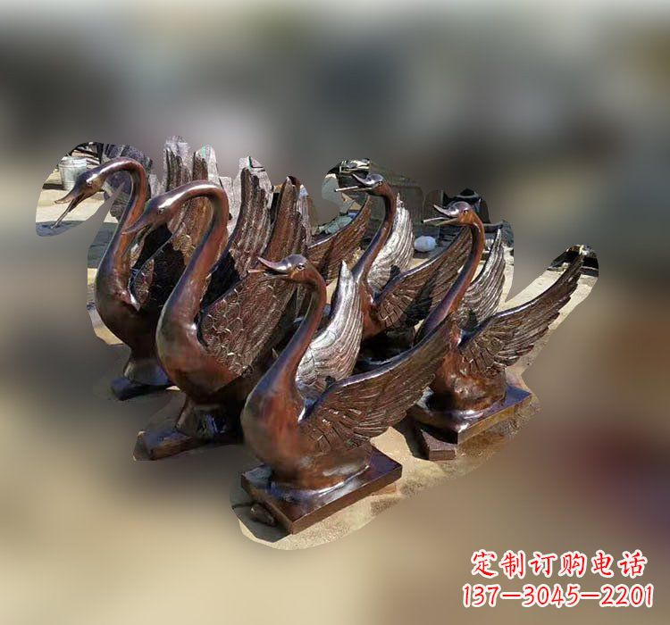 保定公园铜雕天鹅