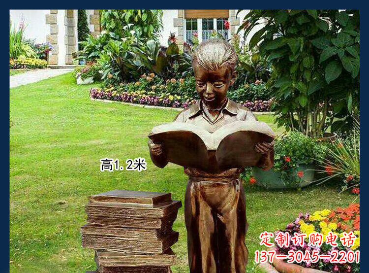 保定西方美女看书人物铜雕塑