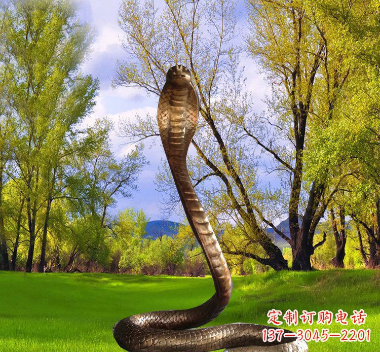 保定公园铜雕眼镜蛇动物雕塑