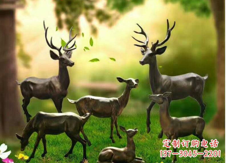 保定公园铜雕阳光小鹿动物雕塑