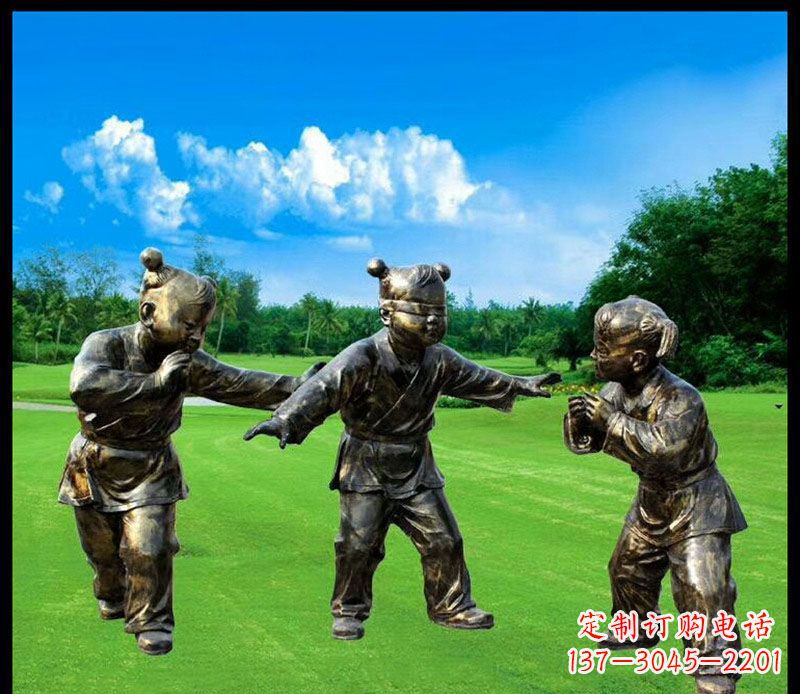 保定精致的儿童铜雕造型,增添公园乐趣