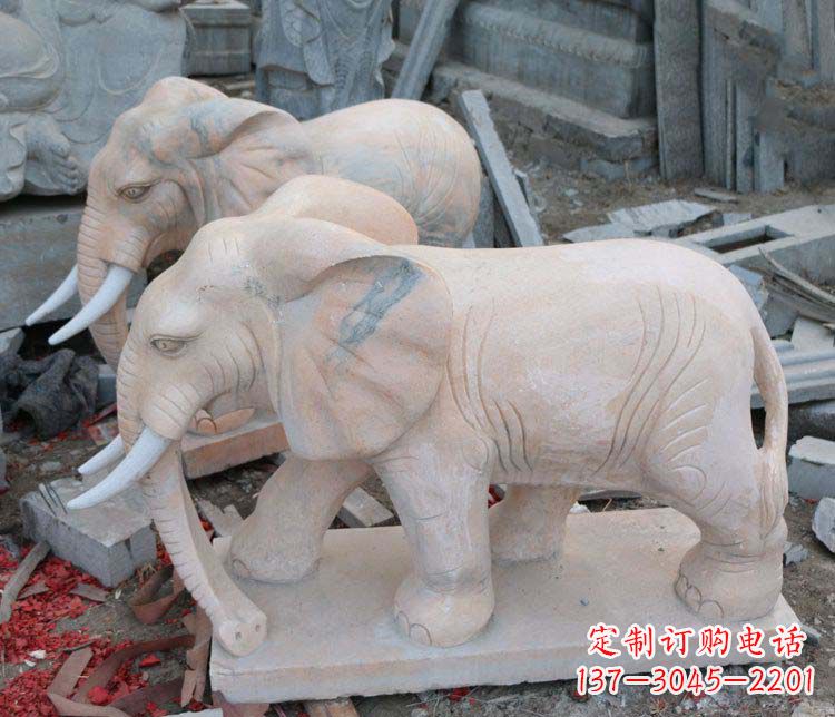 保定雕刻出令人感动的那头大象定制公园晚霞红大象动物石雕