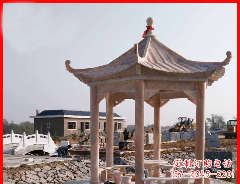 保定红六角石凉亭雕塑