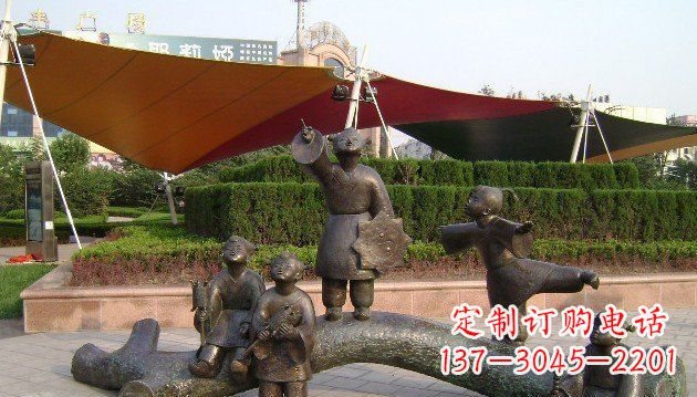 保定装饰性的小孩放风筝铜雕