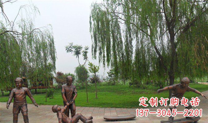 保定多彩童年,铜雕小孩游戏人物雕塑