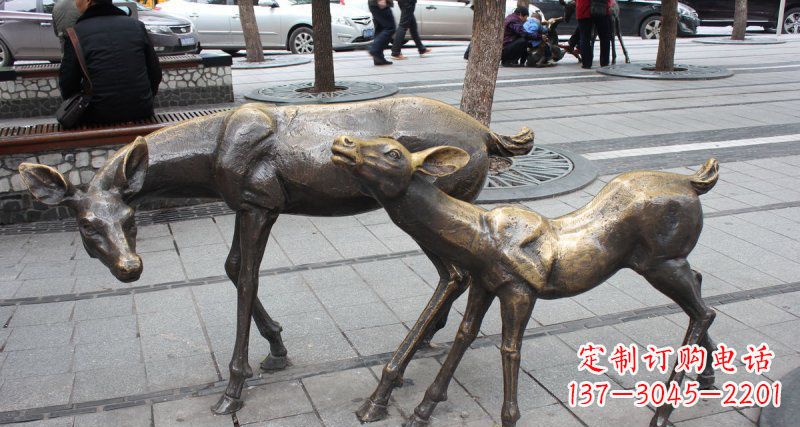 保定公园小鹿动物铜雕 (2)