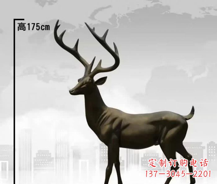 保定精美的铜制公园小鹿雕塑