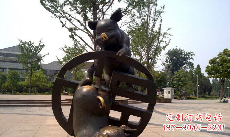 保定优雅而富有表现力的动物铜雕