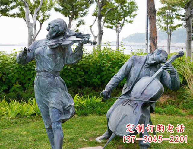 保定双面演奏大提琴&小提琴铜雕塑