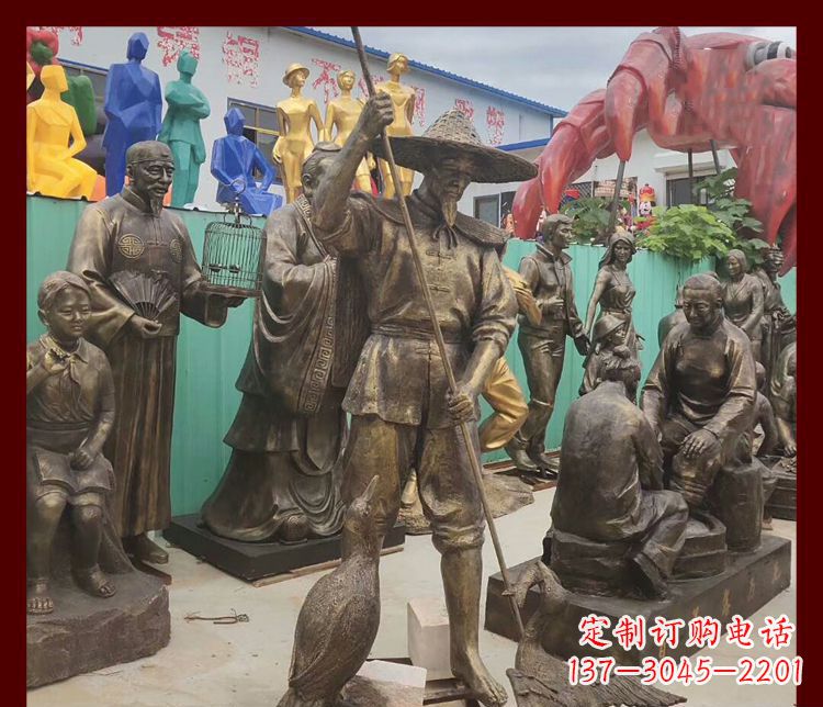 保定新中式鸬鹚铜雕塑